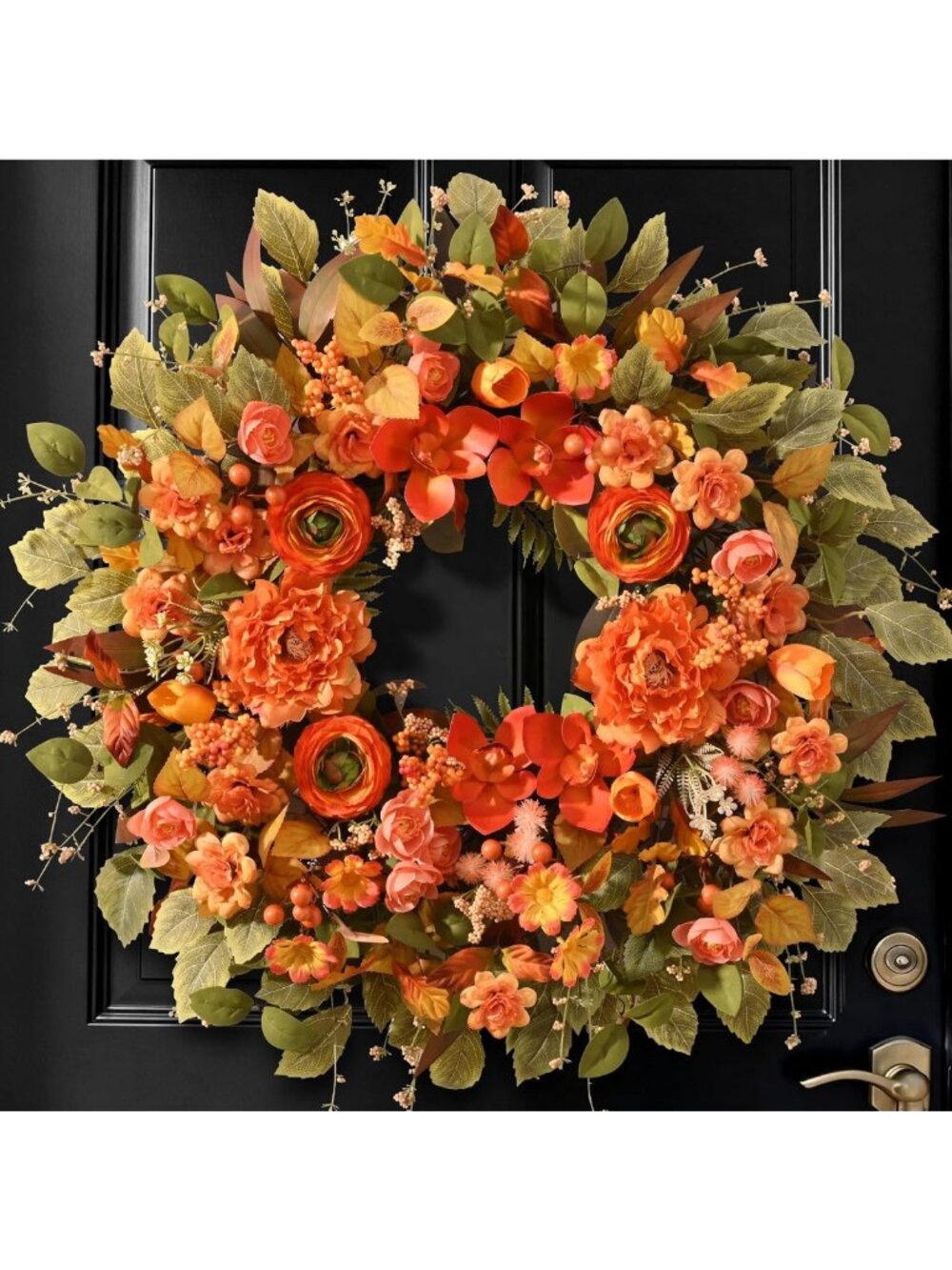 26" Large Fall Wreath for Front Door - Autumn Decor, Seasonal Home Accent, 2Pcs